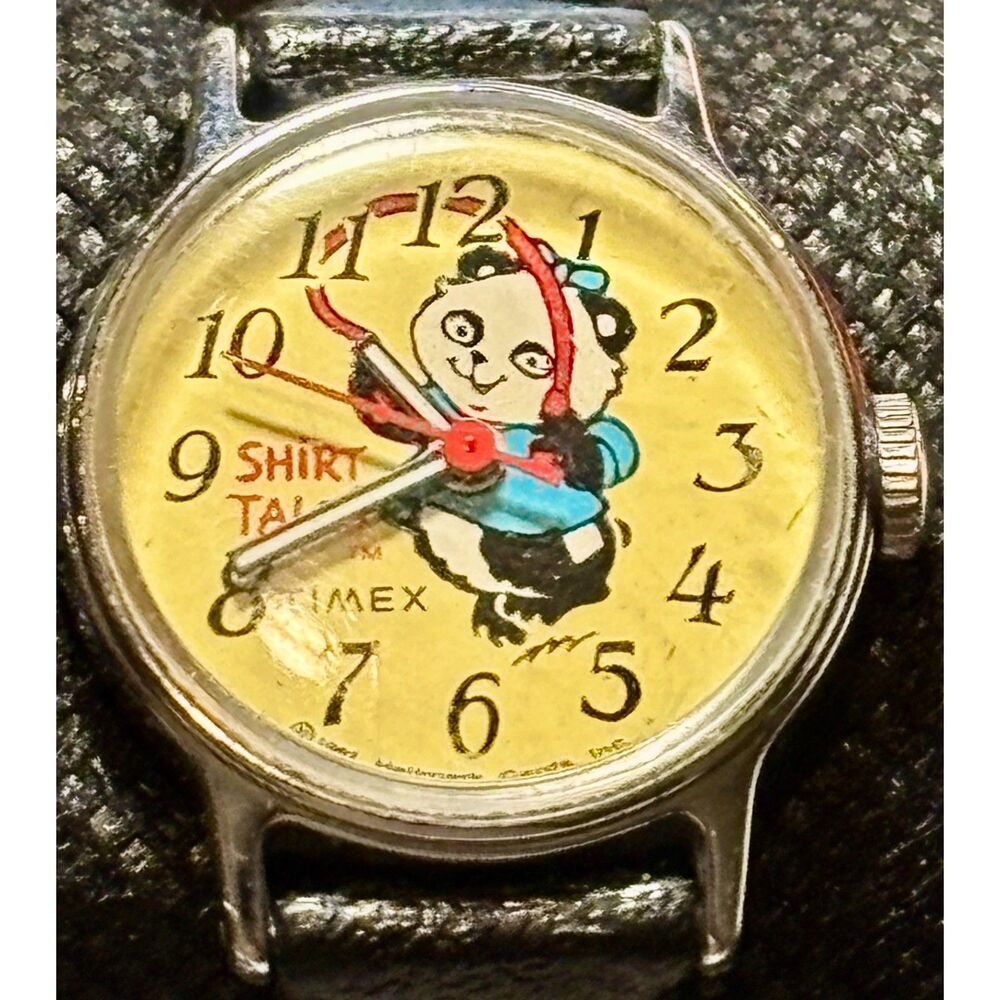 Vintage 1981 Timex "Shirt Tales" Pammy Panda Manual Wind Watch